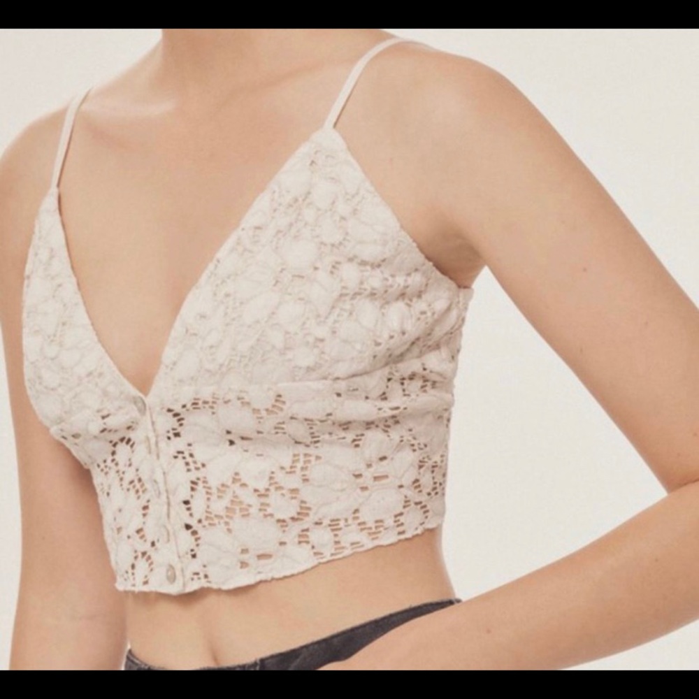 White lace crop top from UO